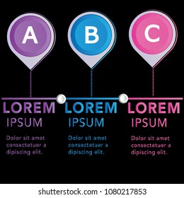 Vector geometric infographic, presentation slide template. Business infographics concept with letters A, B, C and info graphic place for your text.