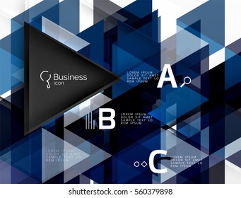 Triángulos de infografía geométrica vectorial con letras de opción