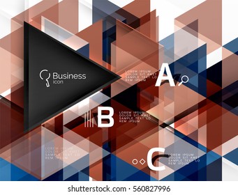 Vector geometric infographic triangles with option letters
