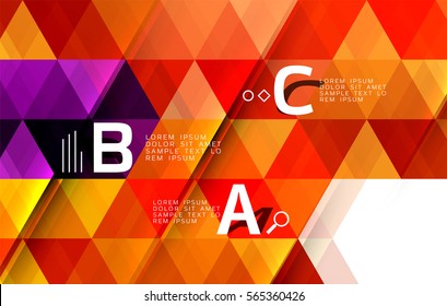 Vector geometric infographic triangles with option letters
