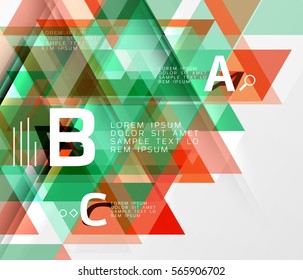 Vector geometric infographic triangles with option letters
