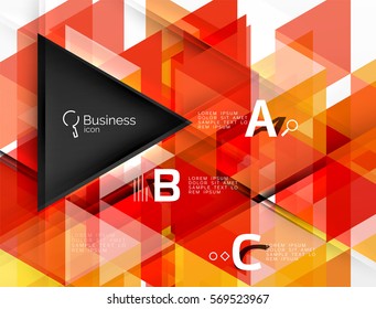 Triángulos de infografía geométrica vectorial con letras de opción