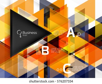 Triángulos de infografía geométrica vectorial con letras de opción