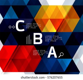 Triángulos de infografía geométrica vectorial con letras de opción