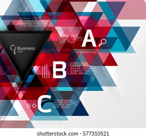 Triángulos de infografía geométrica vectorial con letras de opción