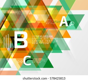 Vector geometric infographic triangles with option letters