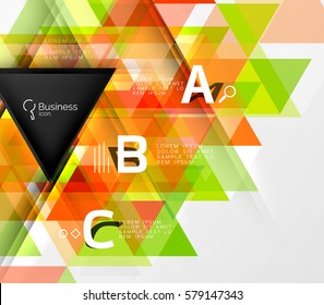 Triángulos de infografía geométrica vectorial con letras de opción