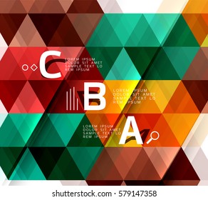 Vector geometric infographic triangles with option letters