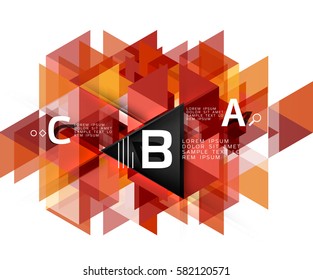 Triángulos de infografía geométrica vectorial con letras de opción