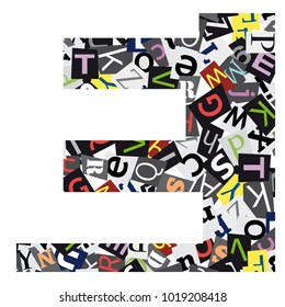 Vector geometric initial letter E on confused alphabet