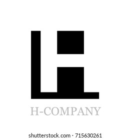 Vector geometric initial letter H on black square background 