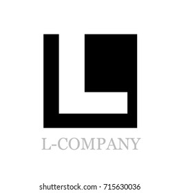 Vector geometric initial letter L on black square background 