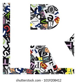 Vector geometric initial letter R on confused alphabet