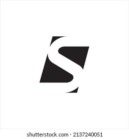 Vector geometric initial letter S on black square background