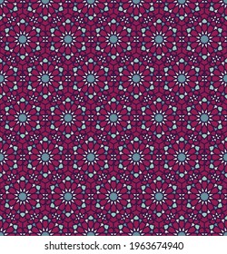 Vector geometric islamic or arabian star hexagon shape seamless pattern vivid color background. Use for fabric, textile, interior decoration elements.