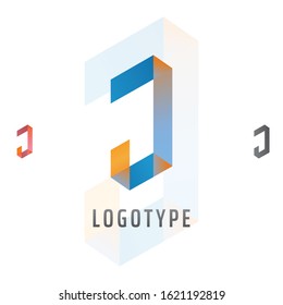 Vector Geometric, Isometric Typography, Letter J logo. Professional Business, Corporate Icon.
