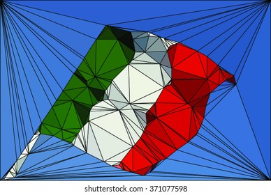 vector geometric Italian flag made of triangles