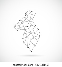 Vector geometric Kangaroo illustration. Simple polygonal Kangaroo emblem.