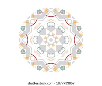 Vector geometric lattice mandala in arabic style. Decorative round ornament. Islamic pattern. Isolated design element on a white background.