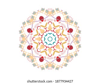 Vector geometric lattice mandala in arabic style. Decorative round ornament. Islamic pattern. Isolated design element on a white background.
