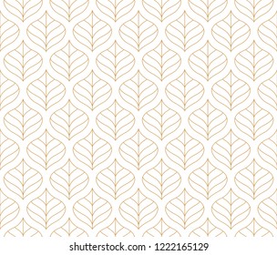 Vector Geometric Leaf Seamless Pattern. Abstract leaves texture.