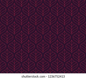 Vector Geometric Leaf Seamless Pattern. Abstract leaves texture.