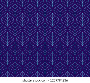 Vector Geometric Leaf Seamless Pattern. Abstract leaves texture.