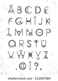 Vector geometric letters. Line and circle latin font, graphical decorative type. Hipster, modern. You may use letters as logos