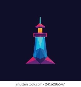 diseño de faro geométrico vectorial colorido geométrico