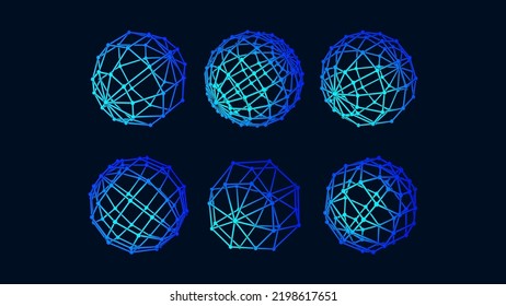 Vector geometric line- art earth globe abstract circle atom ray, 3d shape vector illustration technology. 