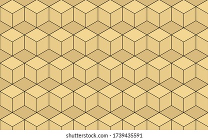 Vector geometric line box pattern on yellow color background.