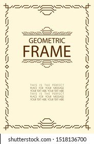 vector geometric line frame for traditional style event, party, menu restaurant, wedding invitation, christmas greeting card, sale banner, ethnical cafe. Arabic border. 10 eps