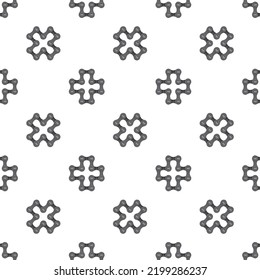 Vector geometric line seamless texture bicycle chain forming a cross. Isolated on white background.