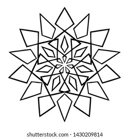Vector geometric line snowflake mandala motif