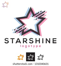 Vector Geometric Line Star Shine, Motion Focus Logo. Professional Corporate Branding Graphic Sun Icon, Symbol.