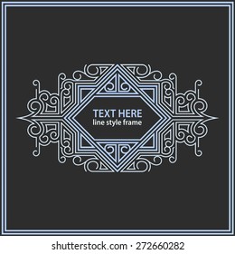 Vector geometric line style frame - art deco border for text. Electro style