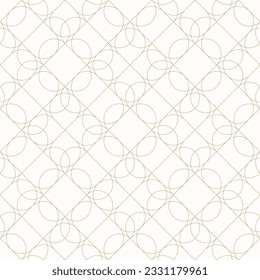 Vector geometric linear pattern. Art deco style background with thin curved lines, grid, lattice. Elegant white and gold abstract texture. Subtle minimal golden design for decor, wallpaper, print