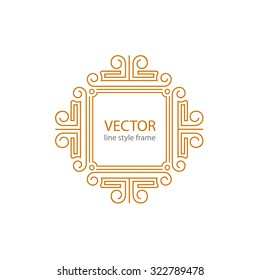 Vector geometric linear style frame - art deco text decoration. 