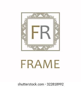 Vector geometric linear style frame - art deco text decoration.  Monogram