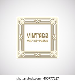 Vector geometric linear style frame - vintage text decoration.  Monogram