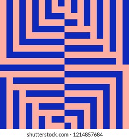 Vector geometric lines pattern. Abstract graphic striped ornament. Simple blue and pink texture with stripes, squares. Modern stylish colorful linear background. Creative repeatable design for decor