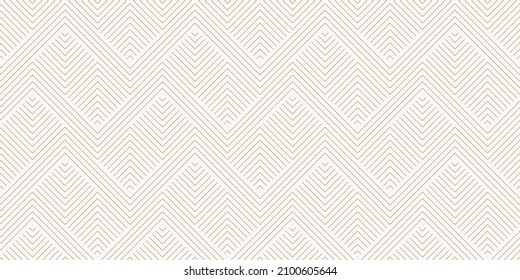 Vector geometric lines pattern. Abstract golden striped ornament. Simple minimalist texture with stripes, zig zag shapes. Modern gold and white linear background. Contemporary luxury repeat design