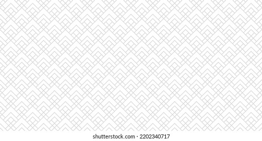 Vector geometric lines pattern. Abstract seamless texture with linear square grid, diamond shapes, rhombuses. Subtle modern light gray and white line background. Minimalist design for decor, print