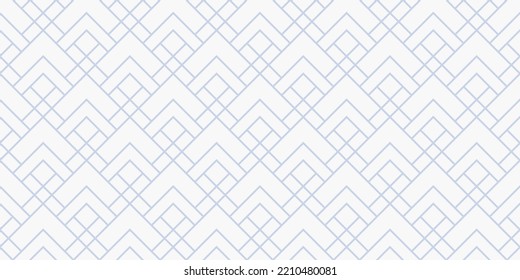 Vector geometric lines pattern. Abstract seamless texture with linear square grid, diamond shapes, rhombuses. Subtle modern blue and white line background. Minimal design for decor, wallpapers, print