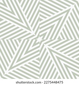 Vector geometric lines pattern. Abstract graphic striped ornament. Simple geometry, intricate stripes, arrows. Retro style linear background. Sage green and white color. Repeat decorative geo design