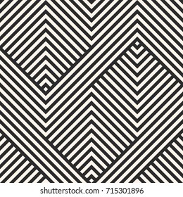 Vector geometric lines pattern. Abstract graphic striped ornament. Simple geometrical black and white stripes, zigzag shapes. Modern stylish linear background. Repeat design for decor, prints, textile