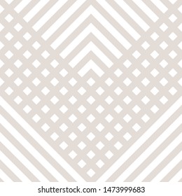 Vector geometric lines seamless pattern. Modern linear texture with diagonal stripes, crossing lines, chevron, zigzag, grid. Simple abstract geometry. Subtle minimal beige and white graphic background