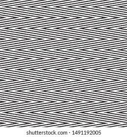 Vector geometric lines seamless pattern. Modern monochrome texture with diagonal stripes, broken lines, chevron, zigzag. Simple abstract geometry. Black and white graphic background. Trendy geo design