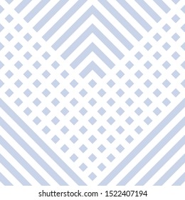 Vector geometric lines seamless pattern. Modern texture with diagonal stripes, broken lines, chevron, zigzag, squares. Simple abstract geometry. Subtle minimal light blue and white graphic background