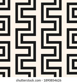 Vector geometric lines seamless pattern. Modern monochrome texture with stripes, snake lines, zigzag. Simple abstract geometry. Black and white graphic background. Trendy geo ornament. Repeat design